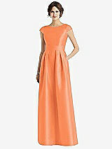 Front View Thumbnail - Portofino Orange Cap Sleeve Pleated Skirt Dress with Pockets