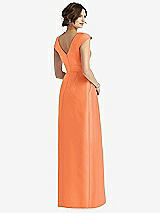 Rear View Thumbnail - Portofino Orange Cap Sleeve Pleated Skirt Dress with Pockets