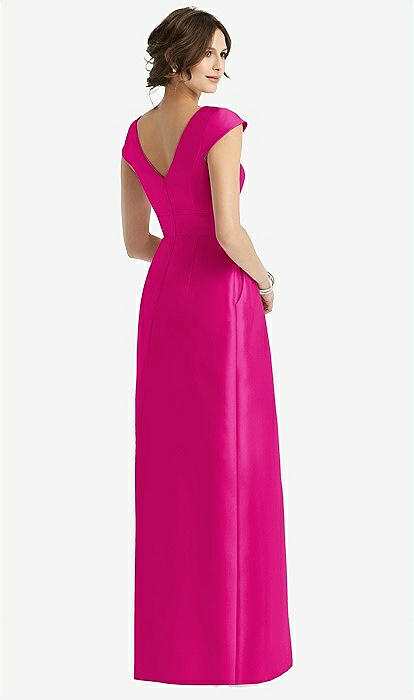 Cap Sleeve Pleated Skirt Dress with Pockets in Think Pink (Pink) Cap Sleeve Pleated Skirt Dress with Pockets in Think Pink (Pink)