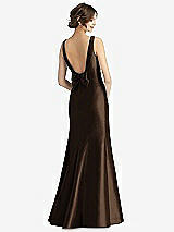Rear View Thumbnail - Espresso Sleeveless Satin Trumpet Gown with Bow at Open-Back