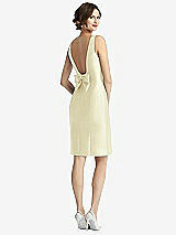 Front View Thumbnail - Butter Yellow Bow Open-Back Satin Cocktail Dress with Front Slit
