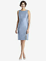 Rear View Thumbnail - Cloudy Bow Open-Back Satin Cocktail Dress with Front Slit