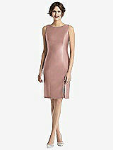 Rear View Thumbnail - Neu Nude Bow Open-Back Satin Cocktail Dress with Front Slit