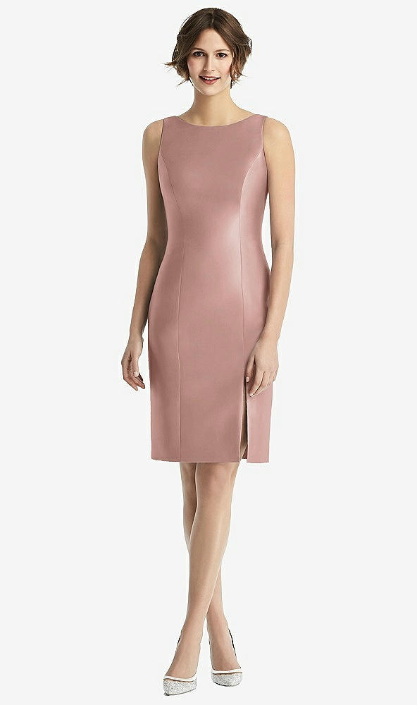 Back View - Neu Nude Bow Open-Back Satin Cocktail Dress with Front Slit