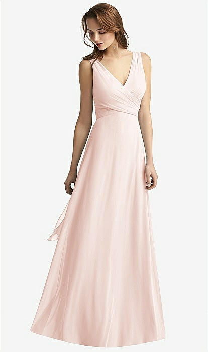 Sleeveless V-neck Chiffon Wrap Bridesmaid Dress In Blush | The Dessy Group Sleeveless V-neck Chiffon Wrap Bridesmaid Dress In Blush | The Dessy Group