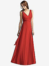 Front View Thumbnail - Poppy Red Sleeveless V-Neck Chiffon Wrap Dress
