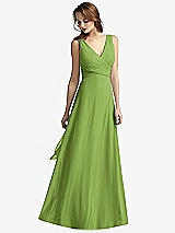 Front View Thumbnail - Peridot Green Sleeveless V-Neck Chiffon Wrap Dress