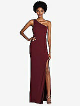 Front View Thumbnail - Cabernet One-Shoulder Chiffon Trumpet Gown