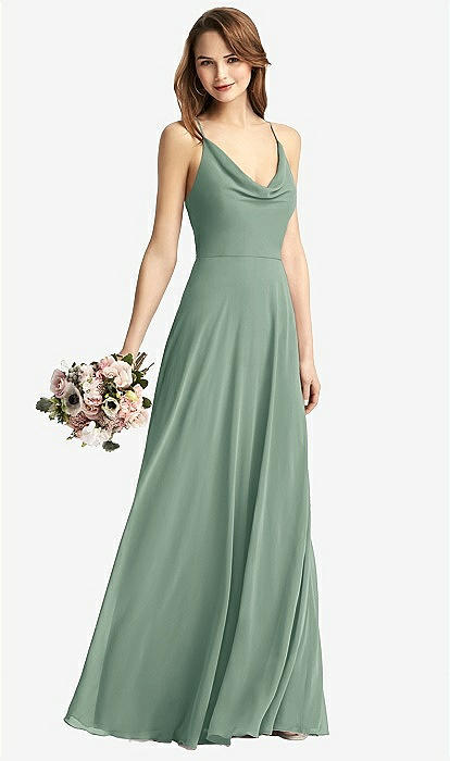 slim fit dress slacks Rosalia Cowl Neck Maxi Dress / Sage | Meshki main image 0