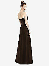 Rear View Thumbnail - Espresso Strapless Notch Satin Gown with Pockets