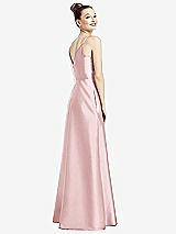 Rear View Thumbnail - Ballet Pink Draped Wrap Satin Maxi Dress with Pockets