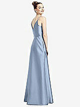 Rear View Thumbnail - Cloudy Draped Wrap Satin Maxi Dress with Pockets
