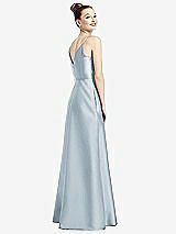 Rear View Thumbnail - Mist Draped Wrap Satin Maxi Dress with Pockets