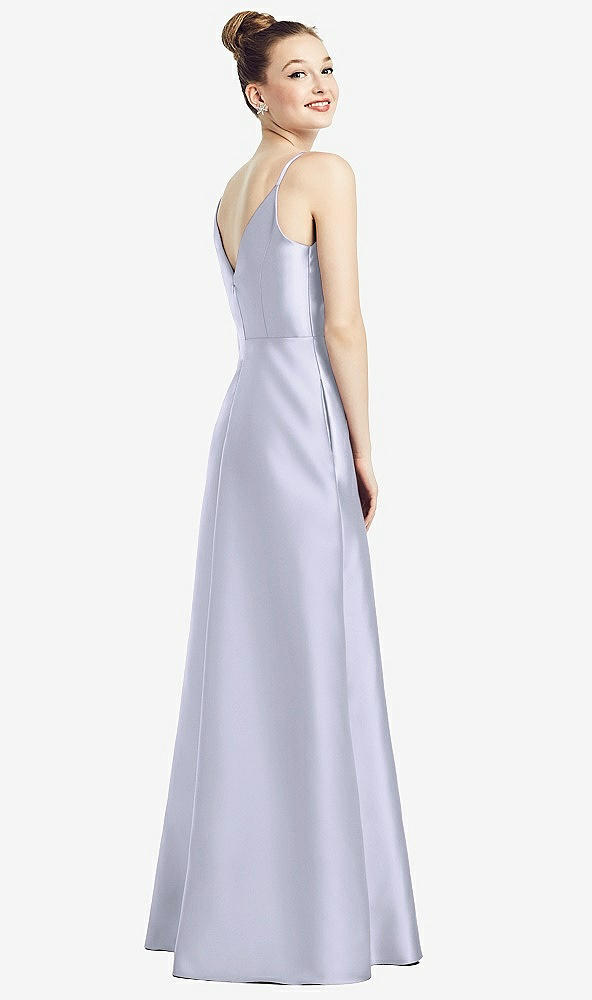 Back View - Silver Dove Draped Wrap Satin Maxi Dress with Pockets