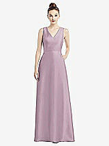 Front View Thumbnail - Suede Rose Sleeveless V-Neck Satin Dress with Pockets