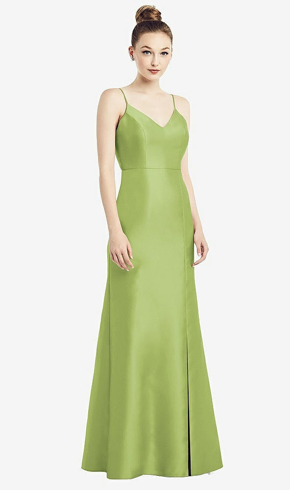 Back View - Mojito Open-Back Bow Tie Satin Trumpet Gown