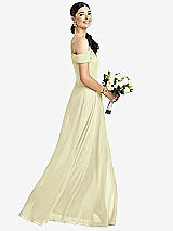 Alt View 1 Thumbnail - Butter Yellow Cold-Shoulder V-Back Chiffon Maxi Dress