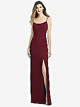 Alt View 1 Thumbnail - Cabernet Spaghetti Strap V-Back Crepe Gown with Front Slit