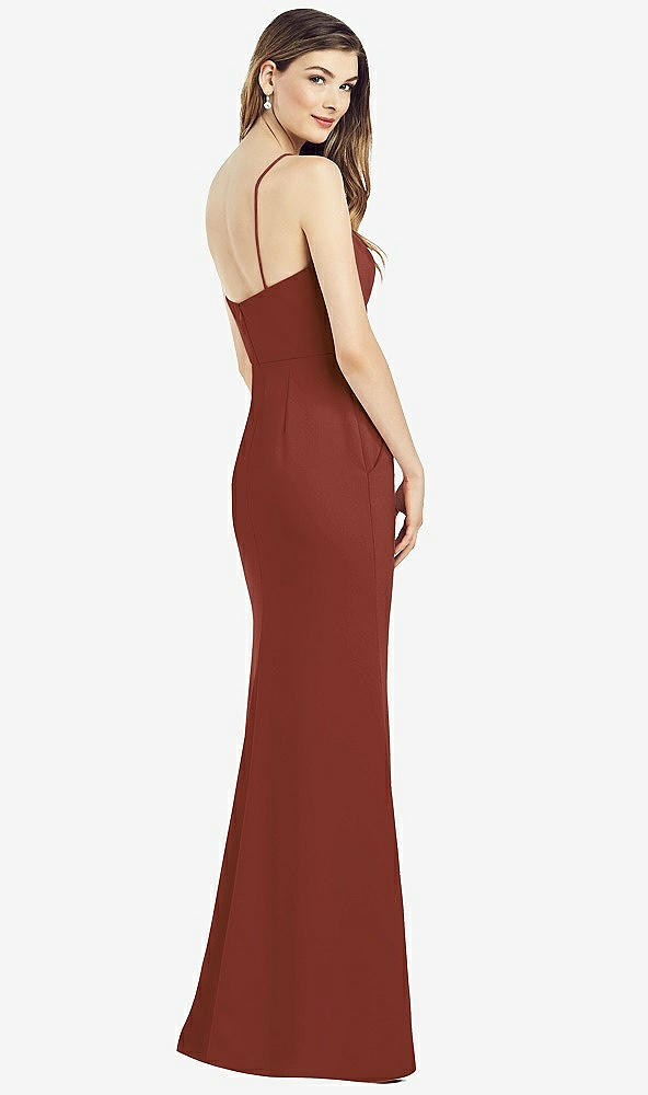 Back View - Auburn Moon Spaghetti Strap A-line Crepe Dress with Pockets