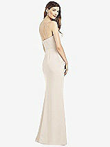 Rear View Thumbnail - Oat Spaghetti Strap A-line Crepe Dress with Pockets