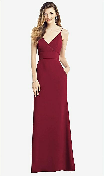 princess polly baby blue dress Burgundy A-Line Chiffon V-Neck Straps Long Bridesmaid Dress with Ruffl –  BIZTUNNEL main image 1