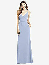 Front View Thumbnail - Sky Blue V-Back Spaghetti Strap Maxi Dress with Pockets