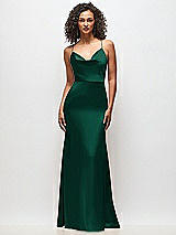 Front View Thumbnail - Hunter Green Cowl-Neck Criss Cross Back Slip Dress
