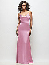 Front View Thumbnail - Powder Pink Cowl-Neck Criss Cross Back Slip Dress