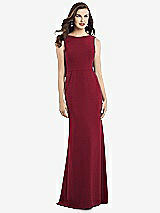 Rear View Thumbnail - Burgundy Draped Backless Crepe Dress with Pockets