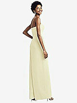 Rear View Thumbnail - Butter Yellow Strapless Chiffon Wide Leg Jumpsuit with Pockets