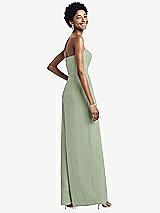Rear View Thumbnail - Sage Strapless Chiffon Wide Leg Jumpsuit with Pockets