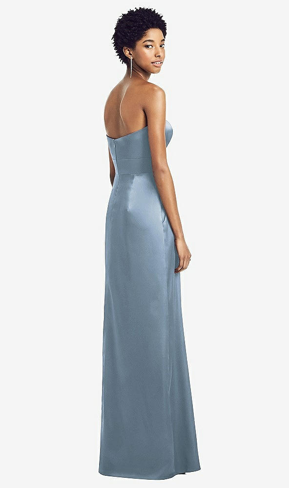 Back View - Slate Sweetheart Strapless Pleated Skirt Dress with Pockets