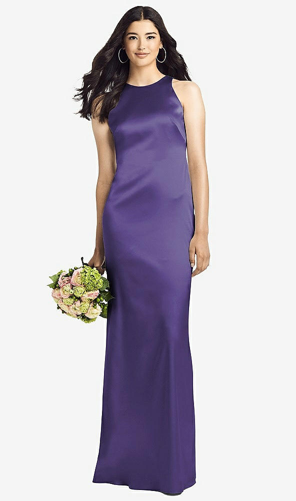 Back View - Regalia - PANTONE Ultra Violet Sleeveless Open Twist-Back Maxi Dress