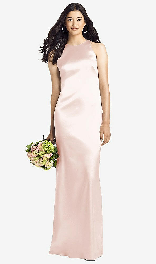 Back View - Blush Sleeveless Open Twist-Back Maxi Dress