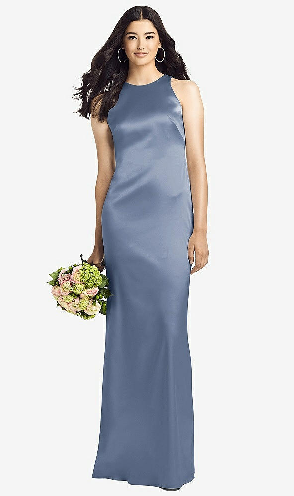 Back View - Larkspur Blue Sleeveless Open Twist-Back Maxi Dress