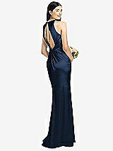 Front View Thumbnail - Midnight Navy Sleeveless Open Twist-Back Maxi Dress