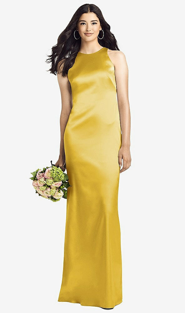 Back View - Marigold Sleeveless Open Twist-Back Maxi Dress