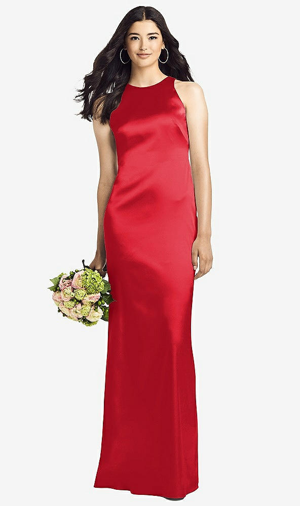Back View - Parisian Red Sleeveless Open Twist-Back Maxi Dress