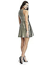 Rear View Thumbnail - Gold Fusion Metallic Halter Cocktail Dress with Pockets