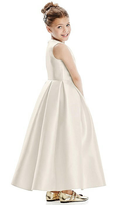 Dessy Collection Girls Satin Twill Draped Bodice Dress in Ivory | 2 | Lord & Taylor