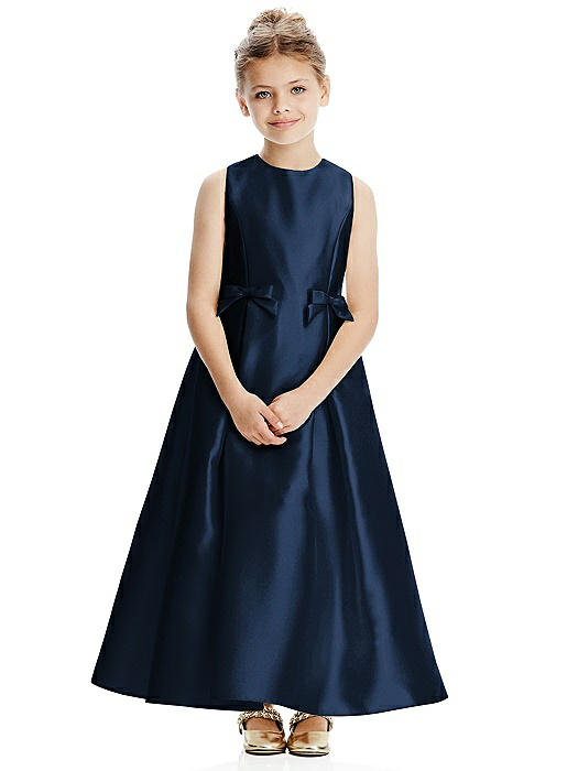 Princess Line Satin Twill Flower Girl Dress with Bows