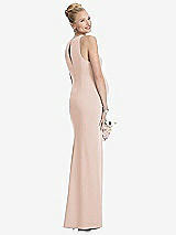 Rear View Thumbnail - Cameo Sleeveless Halter Maternity Dress with Front Slit