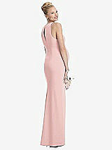Rear View Thumbnail - Rose Sleeveless Halter Maternity Dress with Front Slit