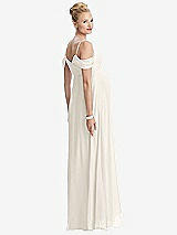 Rear View Thumbnail - Ivory Draped Cold-Shoulder Chiffon Maternity Dress
