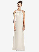 Rear View Thumbnail - Ivory Shirred Jewel Neck Chiffon Juniors Dress