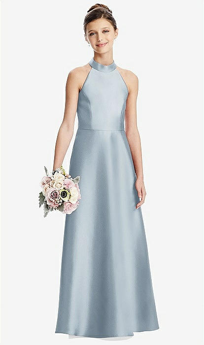 slim fit dress slacks Halter Solid Pockets Sleeveless A Line Long Dress main image 0
