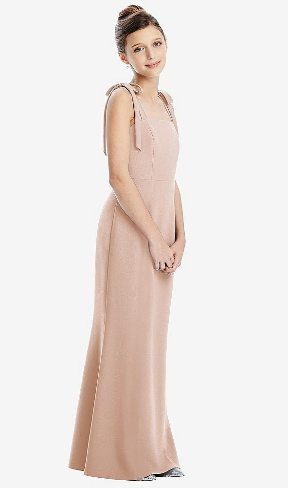 Front View - Cameo Flat Tie-Shoulder Juniors Dress with Trumpet Skirt