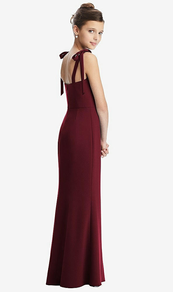 Back View - Cabernet Flat Tie-Shoulder Juniors Dress with Trumpet Skirt