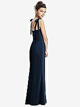 Rear View Thumbnail - Midnight Navy Flat Tie-Shoulder Juniors Dress with Trumpet Skirt