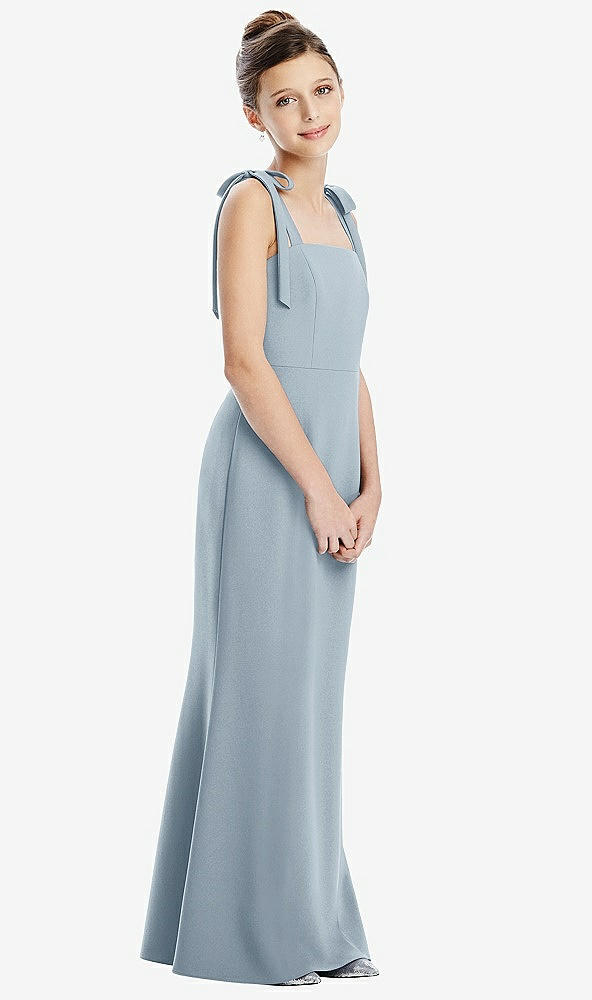 Front View - Mist Flat Tie-Shoulder Juniors Dress with Trumpet Skirt